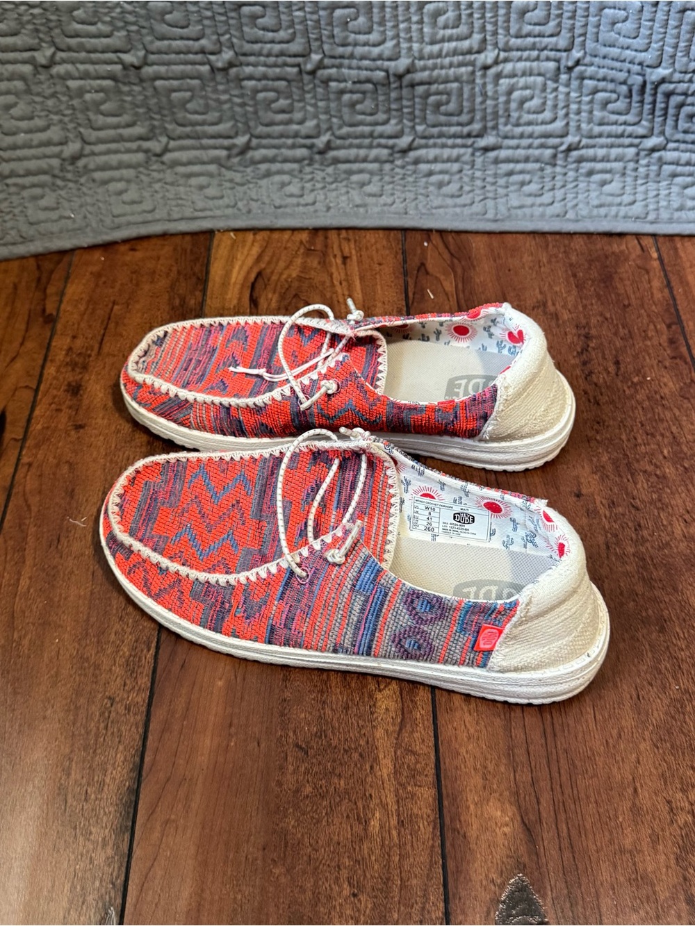 Hey Dude Wendy Crochet Fairhope Multi Canvas Slip On Loafers Women Size 10 - Picture 3 of 8